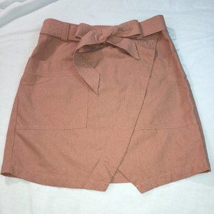 Madewell Skirt Portside Silk Faux Wrap Skirt Pink Sz: 2